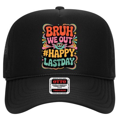 Bruh We Out Last Day Of School Retro Groovy Funny Axolotl Trucker Hat
