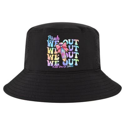 Bruh We Out Tie Dye Happy Last Day Of School Coquette Bow Cool Comfort Performance Bucket Hat