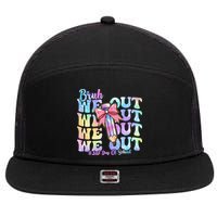 Bruh We Out Tie Dye Happy Last Day Of School Coquette Bow 7 Panel Mesh Trucker Snapback Hat