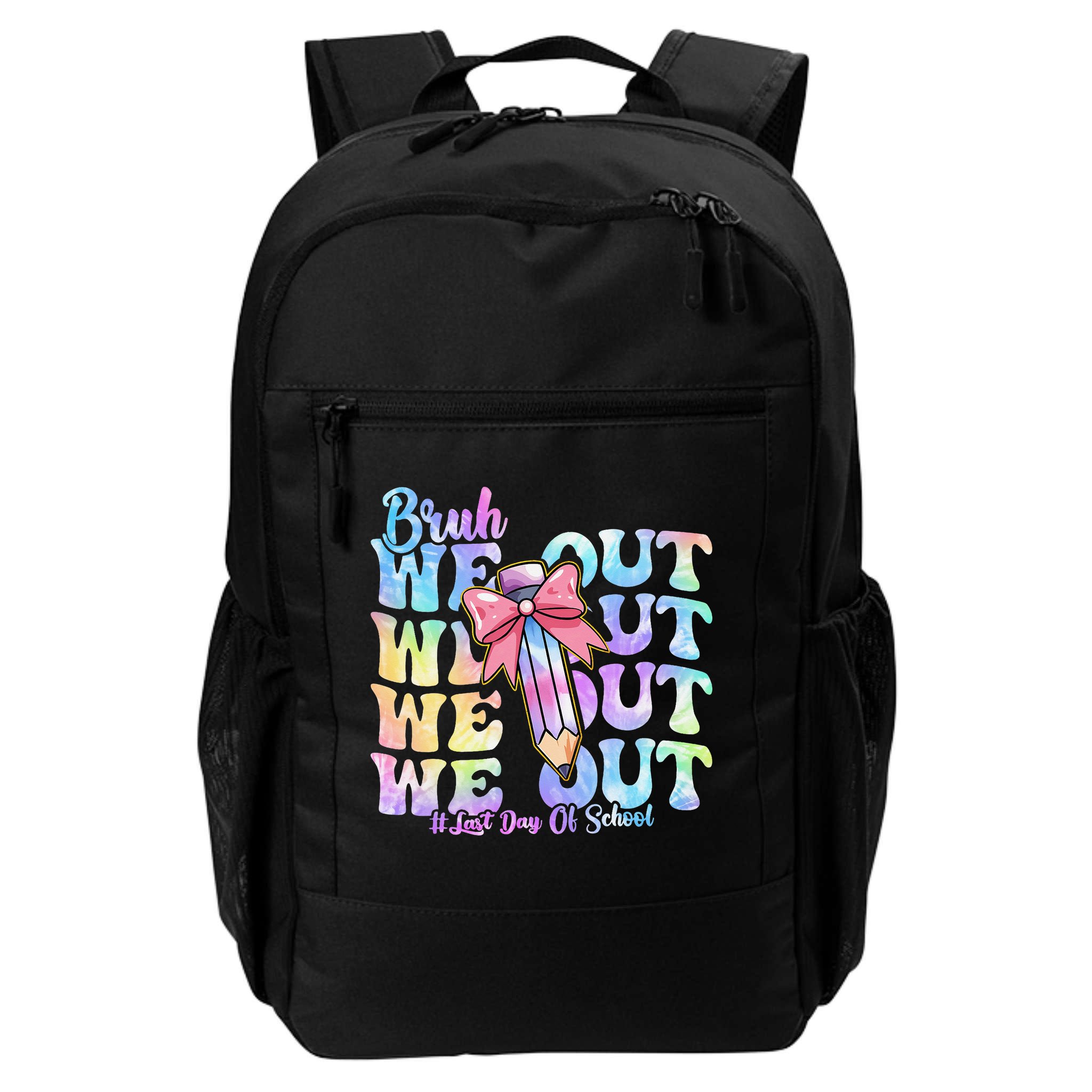 Bruh We Out Tie Dye Happy Last Day Of School Coquette Bow Backpack