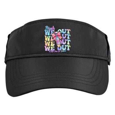 Bruh We Out Tie Dye Happy Last Day Of School Coquette Bow Adult Drive Performance Visor