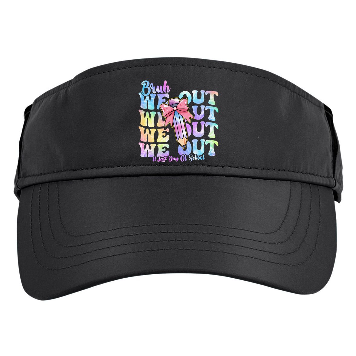 Bruh We Out Tie Dye Happy Last Day Of School Coquette Bow Adult Drive Performance Visor