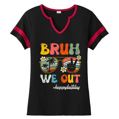 Bruh We Out Happy Last Day Of School Teacher Ladies Halftime Notch Neck Tee