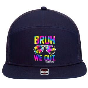 Bruh We Out Teachers Summer Tie Dye Last Day Of School 7 Panel Mesh Trucker Snapback Hat