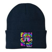 Bruh We Out Teachers Summer Tie Dye Last Day Of School Knit Cap Winter Beanie