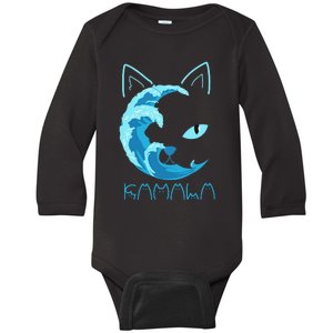 Blue Wave Of Cat Ladies Kamala Cat Typography Alphabet Cute Gift Baby Long Sleeve Bodysuit