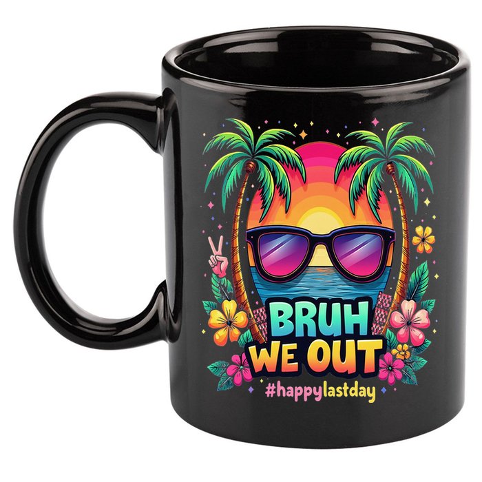 Bruh We Out Teachers Happy Last Day Of School Groovy 11oz C Handle Ceramic Mug