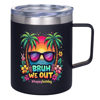 Bruh We Out Teachers Happy Last Day Of School Groovy 12oz Stainless Steel Coffee Mug
