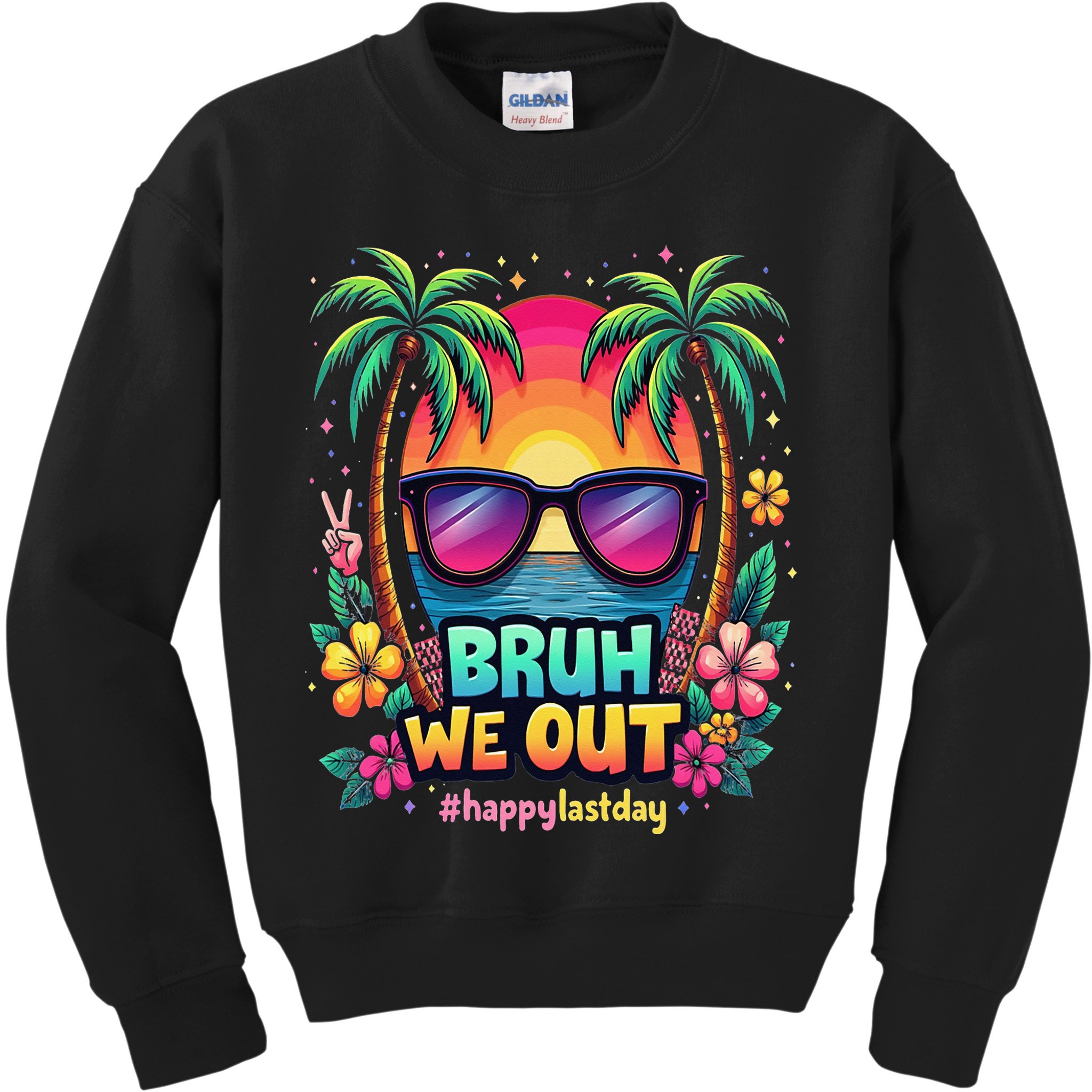 Bruh We Out Teachers Happy Last Day Of School Groovy Kids Sweatshirt