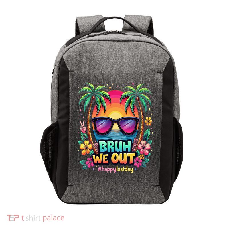 Bruh We Out Teachers Happy Last Day Of School Groovy Vector Backpack