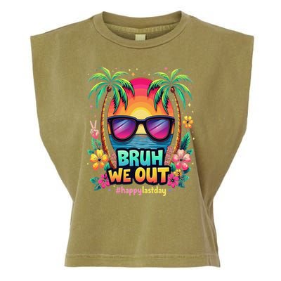Bruh We Out Teachers Happy Last Day Of School Groovy Garment-Dyed Women's Muscle Tee