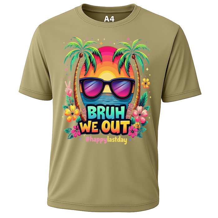 Bruh We Out Teachers Happy Last Day Of School Groovy Cooling Performance Crew T-Shirt