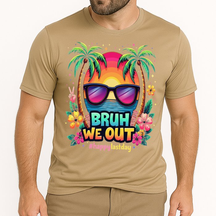 Bruh We Out Teachers Happy Last Day Of School Groovy Cooling Performance Crew T-Shirt