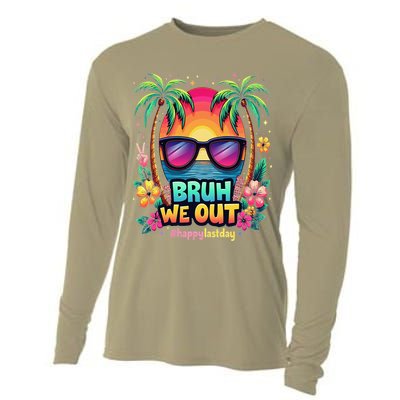 Bruh We Out Teachers Happy Last Day Of School Groovy Cooling Performance Long Sleeve Crew