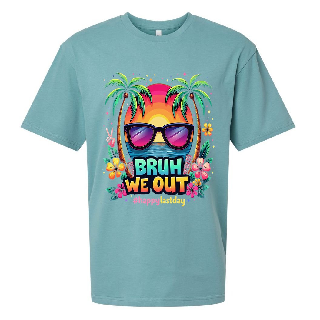 Bruh We Out Teachers Happy Last Day Of School Groovy Sueded Cloud Jersey T-Shirt