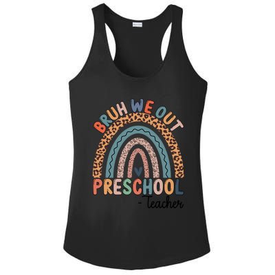 Bruh We Out Teachers Rainbow Leopard Print Preschool Teacher Gift Ladies PosiCharge Competitor Racerback Tank