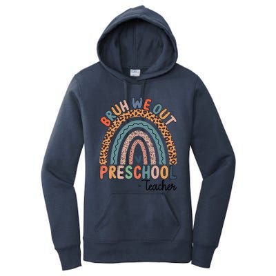 Bruh We Out Teachers Rainbow Leopard Print Preschool Teacher Gift Women's Pullover Hoodie