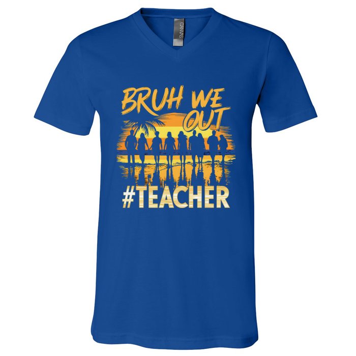 Bruh We Out End Of School Year Summer Time 2024 Cool Gift V-Neck T-Shirt