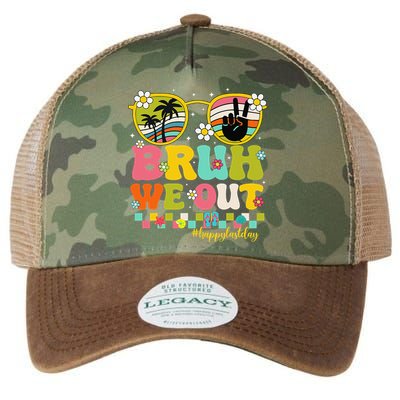 Bruh We Out Teachers Happy Last Day Of School Retro Groovy Legacy Tie Dye Trucker Hat