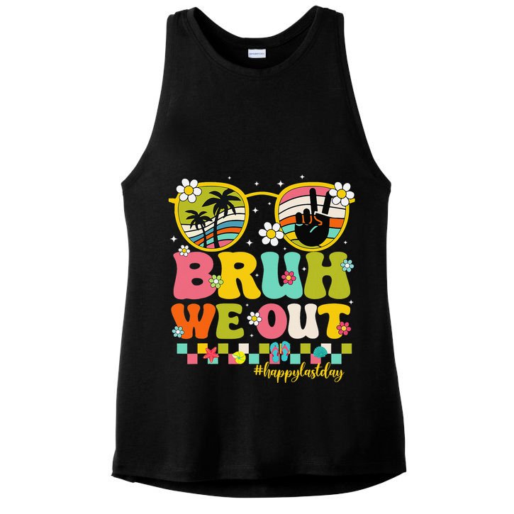 Bruh We Out Teachers Happy Last Day Of School Retro Groovy Ladies PosiCharge Tri-Blend Wicking Tank