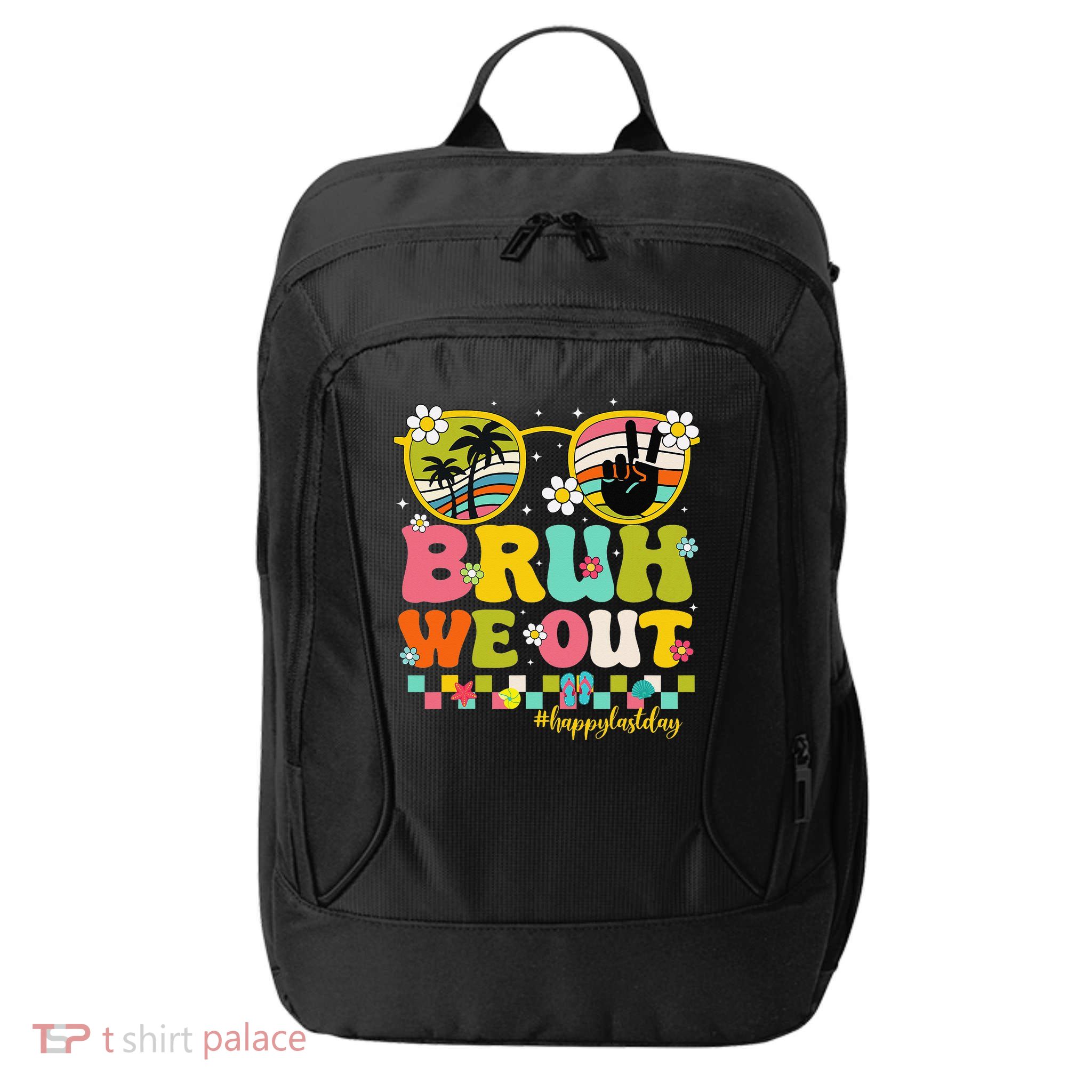 Bruh We Out Teachers Happy Last Day Of School Retro Groovy City Backpack