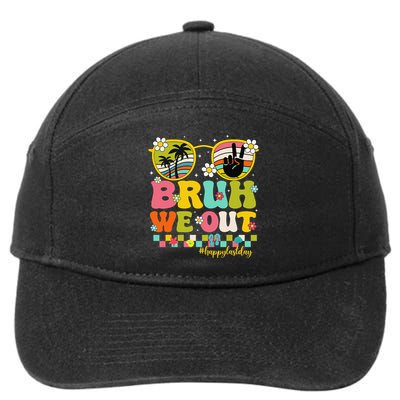 Bruh We Out Teachers Happy Last Day Of School Retro Groovy 7-Panel Snapback Hat
