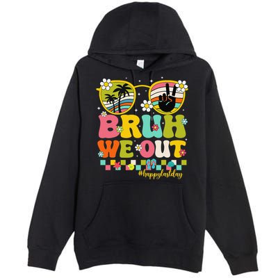Bruh We Out Teachers Happy Last Day Of School Retro Groovy Premium Pullover Hoodie