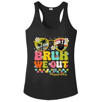 Bruh We Out Teachers Happy Last Day Of School Retro Groovy Ladies PosiCharge Competitor Racerback Tank