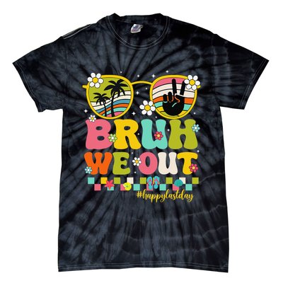 Bruh We Out Teachers Happy Last Day Of School Retro Groovy Tie-Dye T-Shirt