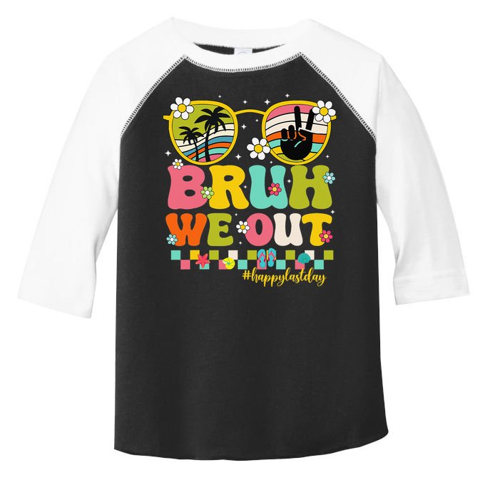 Bruh We Out Teachers Happy Last Day Of School Retro Groovy Toddler Fine Jersey T-Shirt