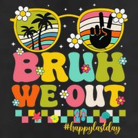 Bruh We Out Teachers Happy Last Day Of School Retro Groovy Golf Towel
