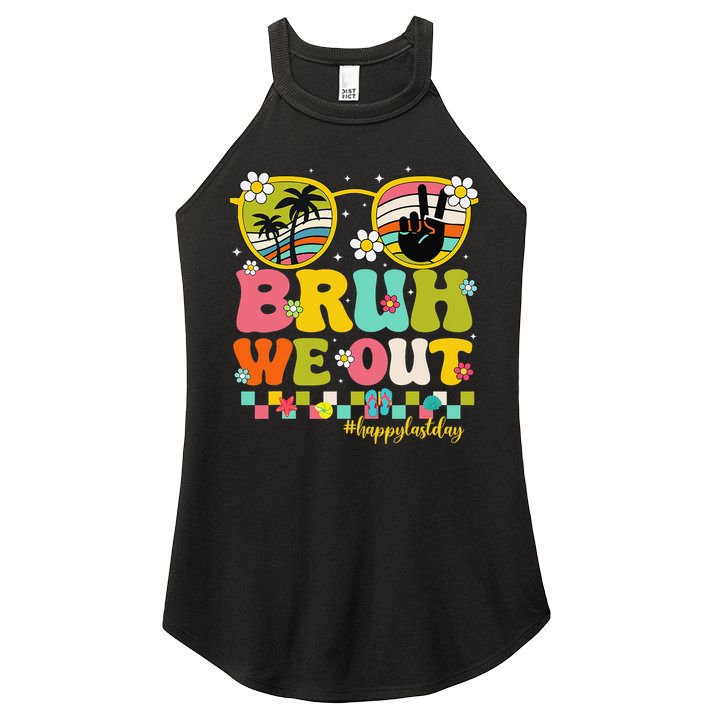 Bruh We Out Teachers Happy Last Day Of School Retro Groovy Women's Perfect Tri Rocker Tank