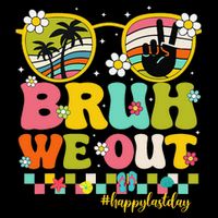 Bruh We Out Teachers Happy Last Day Of School Retro Groovy Zip Tote Bag