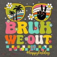 Bruh We Out Teachers Happy Last Day Of School Retro Groovy Cotton Canvas Backpack