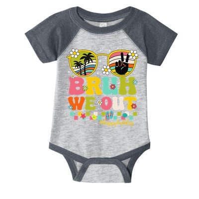 Bruh We Out Teachers Happy Last Day Of School Retro Groovy Infant Baby Jersey Bodysuit