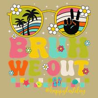 Bruh We Out Teachers Happy Last Day Of School Retro Groovy Button