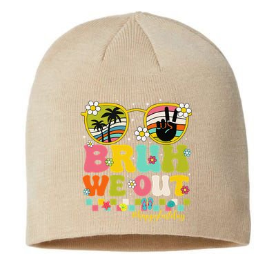 Bruh We Out Teachers Happy Last Day Of School Retro Groovy Sustainable Beanie