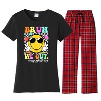 Bruh We Out Teachers Summer Glasses Happy Last Day Of School Gift Women's Flannel Pajama Set