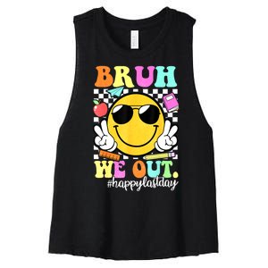 Bruh We Out Teachers Summer Glasses Happy Last Day Of School Gift Women's Racerback Cropped Tank