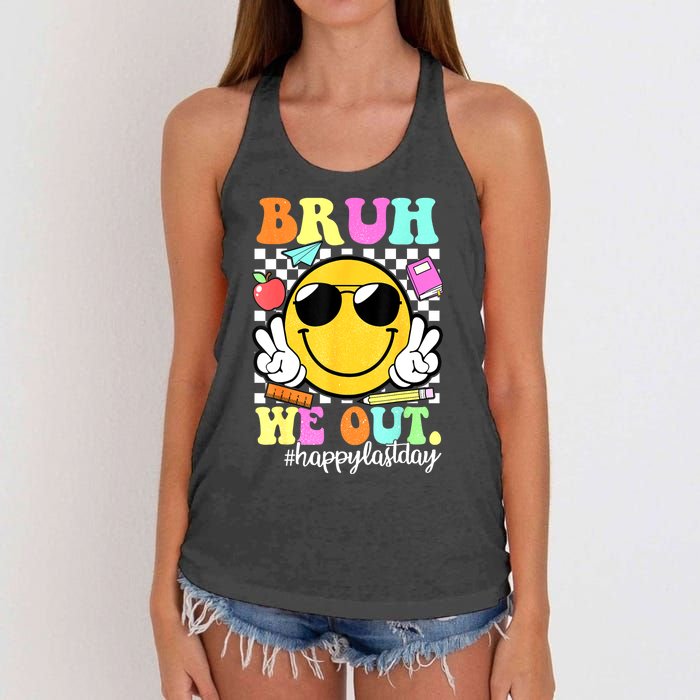 Bruh We Out Teachers Summer Glasses Happy Last Day Of School Gift Women's Knotted Racerback Tank