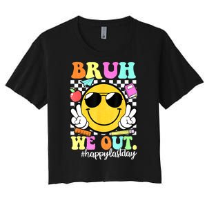 Bruh We Out Teachers Summer Glasses Happy Last Day Of School Gift Women's Crop Top Tee