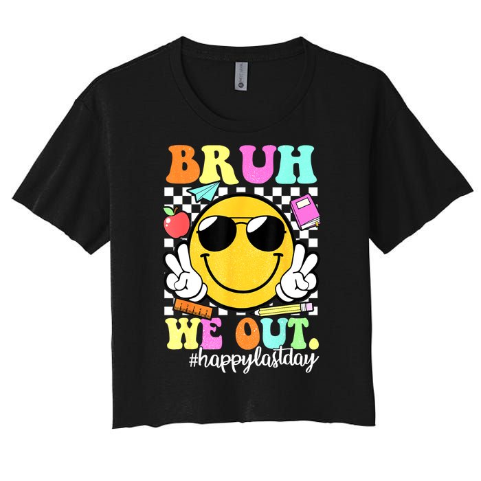 Bruh We Out Teachers Summer Glasses Happy Last Day Of School Gift Women's Crop Top Tee