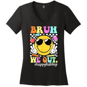 Bruh We Out Teachers Summer Glasses Happy Last Day Of School Gift Women's V-Neck T-Shirt