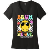 Bruh We Out Teachers Summer Glasses Happy Last Day Of School Gift Women's V-Neck T-Shirt