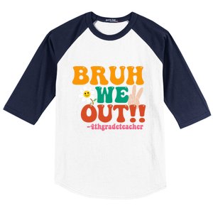 Bruh We Out Teachers Summer Last Day Of School 4Th Grade Gift Baseball Sleeve Shirt