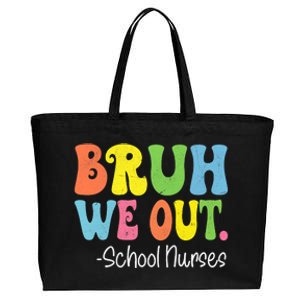 Bruh We Out School Nurses Happy Last Day Of School Groovy Cotton Canvas Jumbo Tote