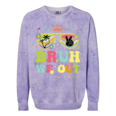 Bruh We Out Funny Last Day Of School Teacher Boy Girl Summer Colorblast Crewneck Sweatshirt