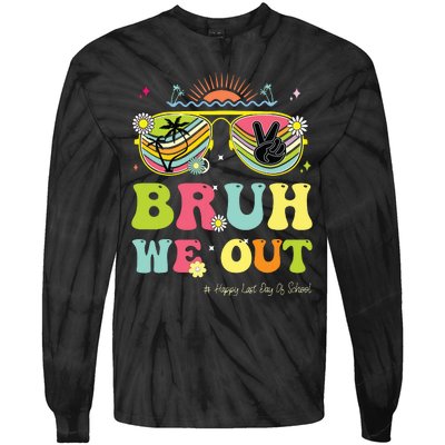 Bruh We Out Funny Last Day Of School Teacher Boy Girl Summer Tie-Dye Long Sleeve Shirt