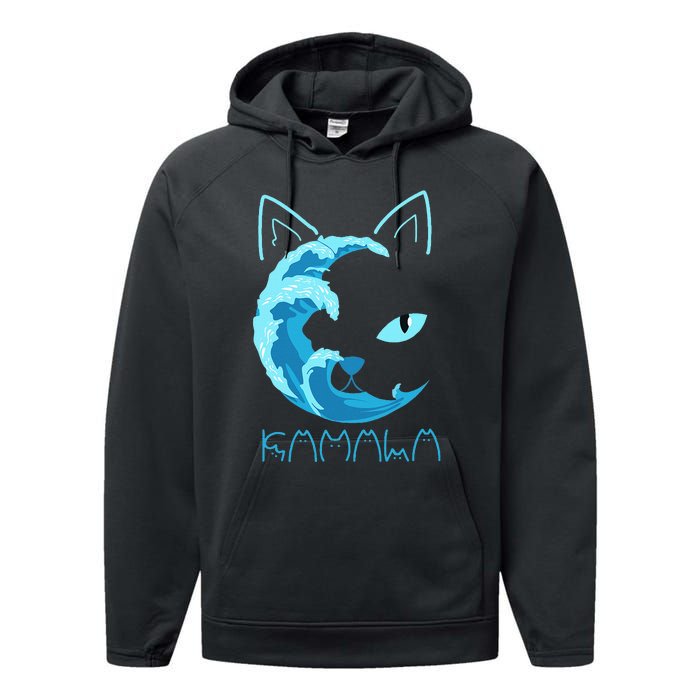 Blue Wave Of Cat Ladies Kamala Cat Typography Alphabet Cute Performance Fleece Hoodie