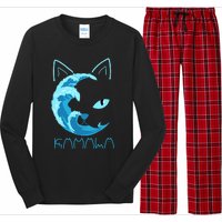 Blue Wave Of Cat Ladies Kamala Cat Typography Alphabet Cute Long Sleeve Pajama Set